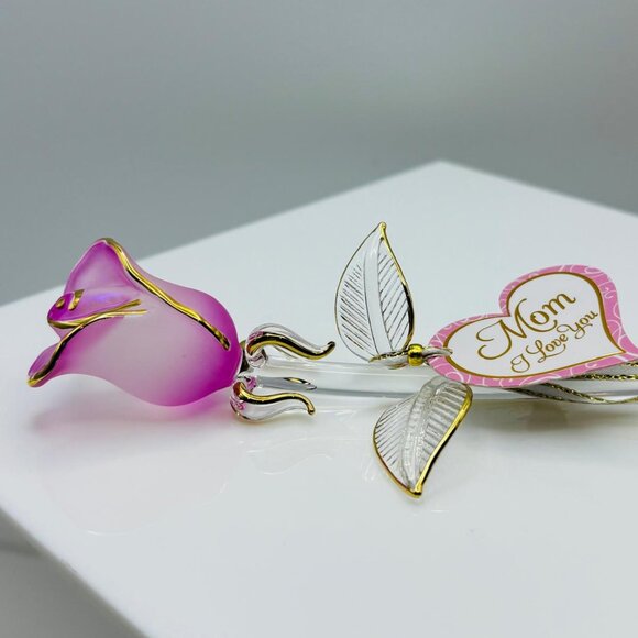 Amazon.com: Sunia Valentines Day Rose Gifts for Women  Pink Rose Glass Figurine Mom I Love You Mother\'s Day Gift